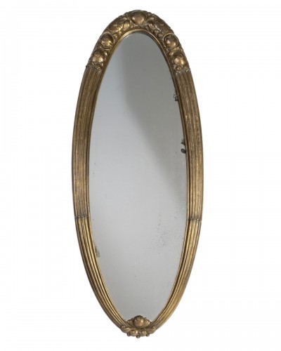 1925 Sue And Mare - Art Deco Oval Mirror In Gilt Bronze