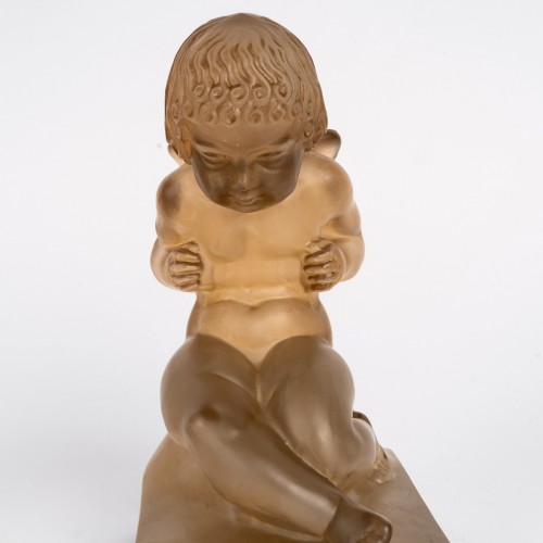1929 René Lalique - Pair Of Bookends "amour" Glass With Sepia Patina - Art Déco
