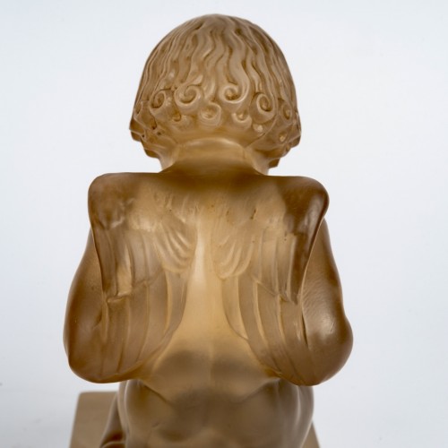 Antiquités - 1929 René Lalique - Pair Of Bookends "amour" Glass With Sepia Patina