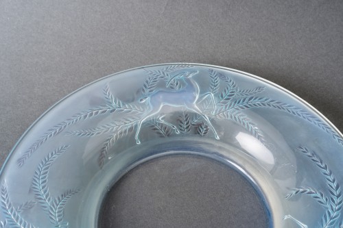 1925 René Lalique - Bowl Gazelles Opalescent Glass With Blue Patina - Art Déco