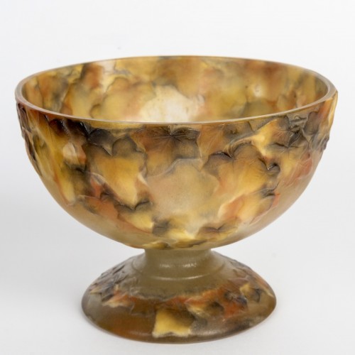 1919 Gabriel Argy-Rousseau - Coupe sur Pied Lierre Pâte de Verre - Verrerie, Cristallerie Style Art Déco