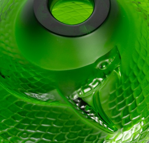 Lalique France - Vase Serpent Cristal Vert - 