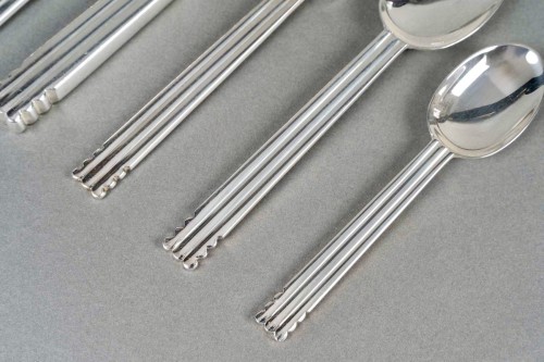 silverware & tableware  - Jean Puiforcat - Art Deco Cutlery Flatware Nantes Plated 12 People 65 Pcs