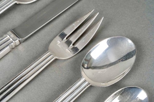 Jean Puiforcat - Art Deco Cutlery Flatware Nantes Plated 12 People 65 Pcs - 