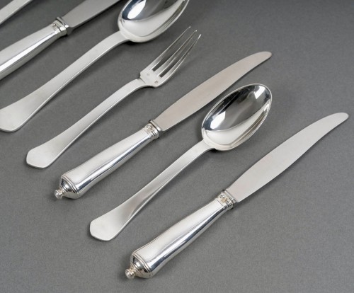 Puiforcat - Cutlery Flatware Set Sully Sterling Silver - 60 Pieces - Glass & Crystal Style Art Déco