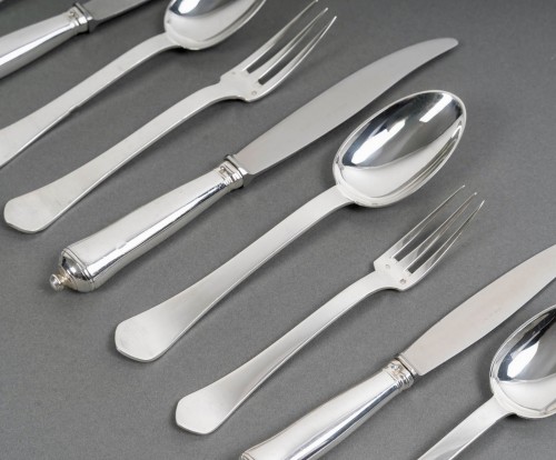 Glass & Crystal  - Puiforcat - Cutlery Flatware Set Sully Sterling Silver - 60 Pieces