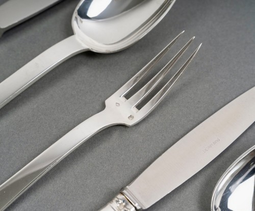 20th century - Puiforcat - Cutlery Flatware Set Sully Sterling Silver - 60 Pieces