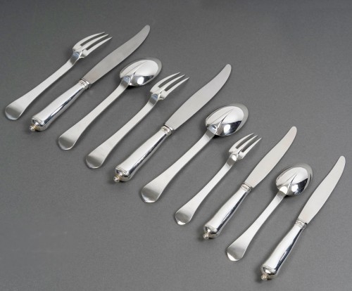 Art Déco - Puiforcat - Cutlery Flatware Set Sully Sterling Silver - 60 Pieces