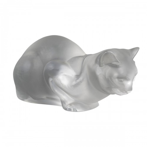 Lalique France - Statuette Décoration Chat Couché