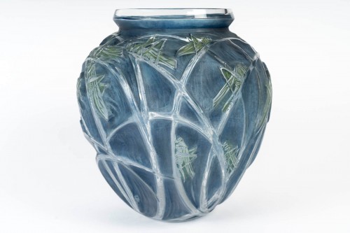 Glass & Crystal  - 1912 René Lalique Vase Sauterelles Grasshoppers