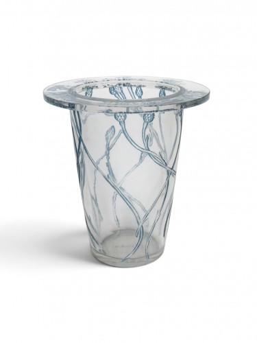 1913 René Lalique - Vase Bordure Bluets - Verrerie, Cristallerie Style Art nouveau