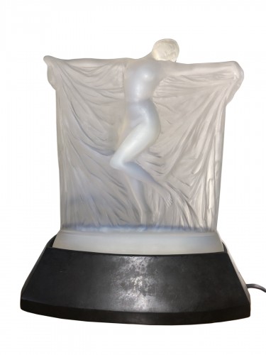 1925 René Lalique - Thais Statuette Opalescent Glass Bronze Illuminated Base