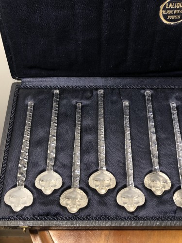 1932 René Lalique Set of 12 Barr Champagne Cocktail Swizzle Sticks in Box - Art Déco