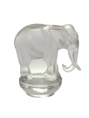 1931 René Lalique - Presse-papier Toby Eléphant verre blanc