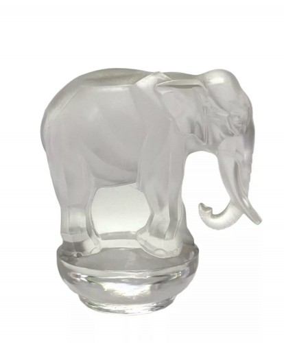 1931 René Lalique - Presse papiers Toby Elephant Verre Blanc