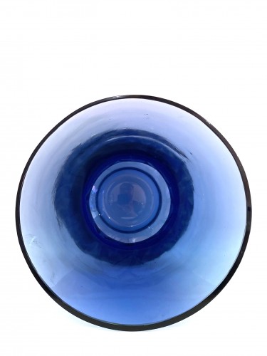 Verrerie, Cristallerie  - 1930 René Lalique - Vase Lierre verre bleu patiné blanc
