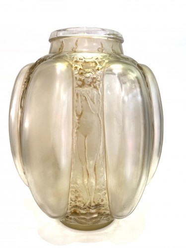 1912 René Lalique - Vase « Six Figurines et Masques »  - Verrerie, Cristallerie Style Art nouveau