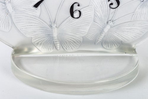 1931 Rene Lalique - Clock &quot;Papillons&quot; Original Mechanical Omega Movem - 