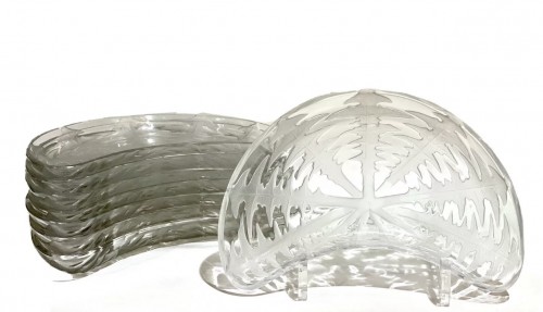 1924 René Lalique - Service de huit 8 assiettes "Pissenlit" - Verrerie, Cristallerie Style Art Déco