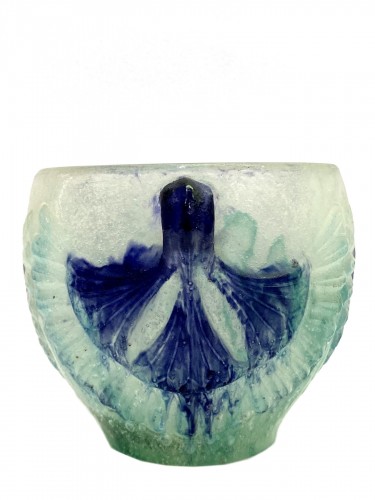 1924 Gabriel Argy-rousseau - Bowl Lotus White, Green & Blue Pate De Verre