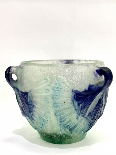 Glass & Crystal  - 1924 Gabriel Argy-rousseau - Bowl Lotus White, Green &amp; Blue Pate De Verre