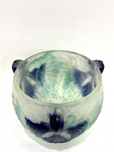 20th century - 1924 Gabriel Argy-rousseau - Bowl Lotus White, Green &amp; Blue Pate De Verre