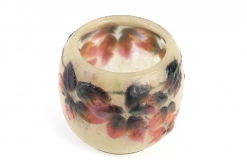 Verrerie, Cristallerie  - 1920 Gabriel Argy-rousseau - Vase Araignées Et Ronces Pâte De Verre Jaune, Rose, Marr