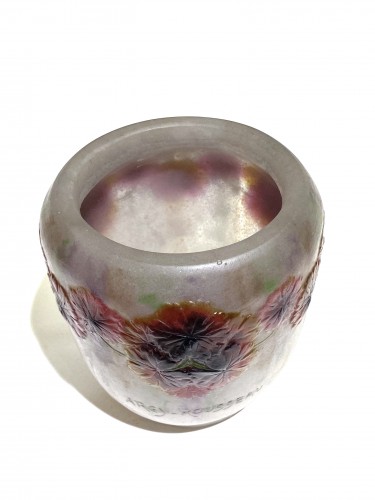 1917 Gabriel Argy-rousseau Vase Geranium Sauvage White, Pink &amp; Green Glass - Glass & Crystal Style Art Déco
