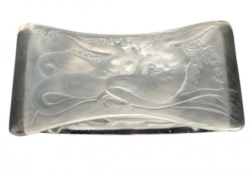 1920 René Lalique - Buvard Deux Sirènes Enlacées Assis Patiné Bleu