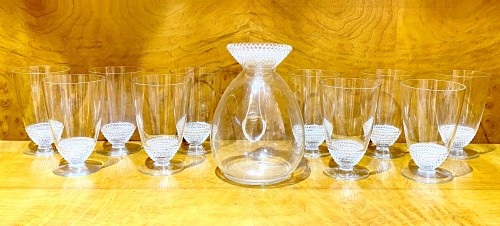 1930 Original René Lalique - Service à Orangeade "Nippon"  - Argenterie et Arts de la table Style Art Déco