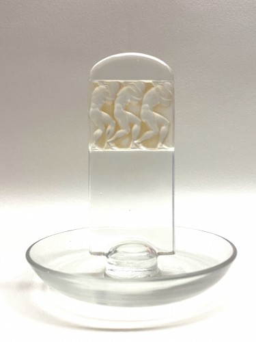 1931 René Lalique - Ashtray Pintray &quot;Athletes&quot;  - Glass & Crystal Style Art Déco