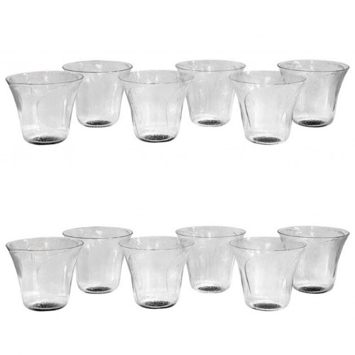 1922 René Lalique - Service de 12 gobelets verres "Pavot"  