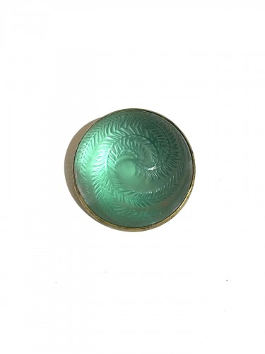 1920 René Lalique - Broche Cabochon Acacia Vert