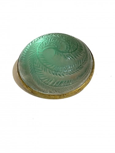 Verrerie, Cristallerie  - 1920 René Lalique - Broche Cabochon Acacia Vert