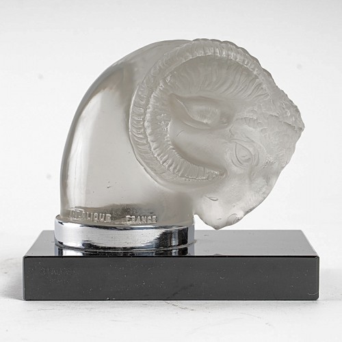 1928 René Lalique - Paire de mascottes serre-livres tête de bélier - BG Arts