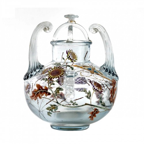 1880 Emile Gallé - Vase Perfume Burner &quot;Flight of a Lepidoptera among Gaill