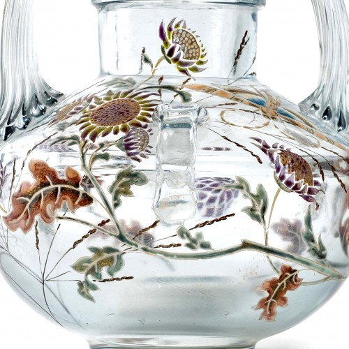 1880 Emile Gallé - Vase Perfume Burner &quot;Flight of a Lepidoptera among Gaill - 