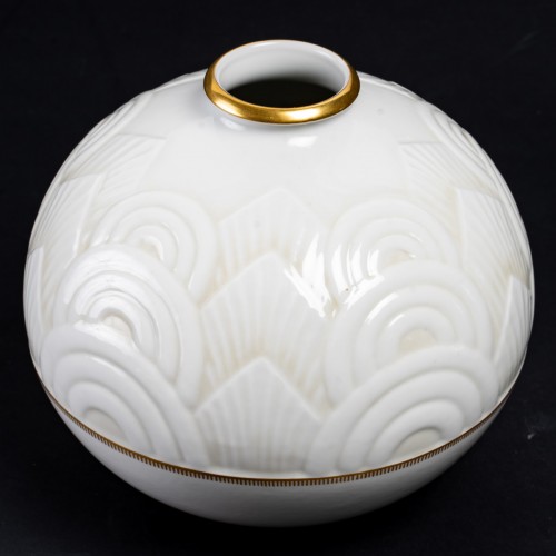 1934 Manufacture de Sèvres - Round Art Deco Vase - Porcelain & Faience Style Art Déco