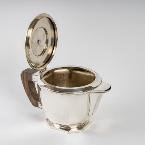 1930 Ernest Prost - Tea And Coffee Service In Sterling Silver And Macassar - Art Déco