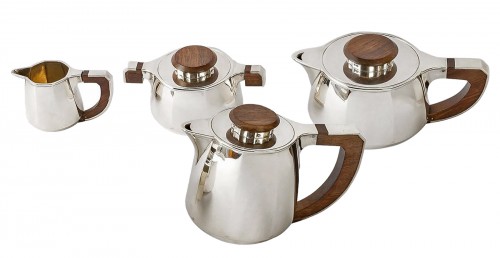 1920 Jean E. Puiforcat - Tea And Coffee Set In Sterling Silver And Rosewood