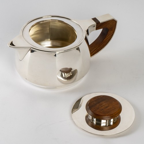 1920 Jean E. Puiforcat - Tea And Coffee Set In Sterling Silver And Rosewood - 