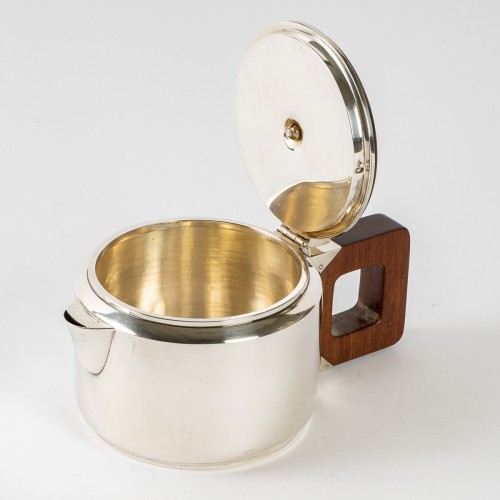 Art Déco - 1930 Jean E. Puiforcat - Tea &amp; Coffee Egoiste Set Sterling Silver Rosewood