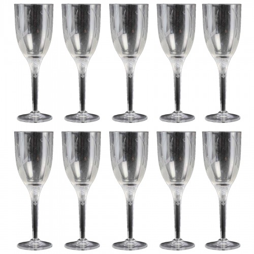 1950 Marc Lalique 10 Champagne Flutes Glasses Ange De Reims Crystal