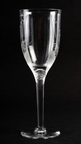 1950 Marc Lalique 10 Champagne Flutes Glasses Ange De Reims Crystal - silverware & tableware Style 50