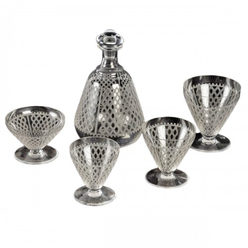 1920 Baccarat Set Engraved Crystal Alhambra Glasses 56 Glasses