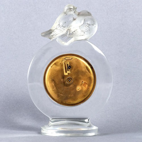 1931 René Lalique - Pendulette Pierrots Mouvement Mécanique 8 Jours - Art Déco