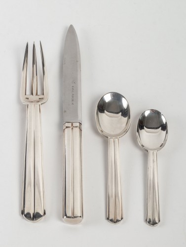 Puiforcat - Set Of Chantaco Flatware Plated Silver 26 Pieces - Antique Silver Style Art Déco