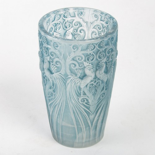 1928 René Lalique - Vase coqs et raisins - Verrerie, Cristallerie Style Art Déco
