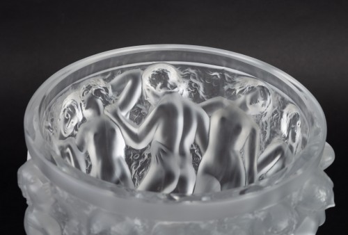 Lalique France - Vase Bacchantes avec Etiquette - Verrerie, Cristallerie Style Art Déco