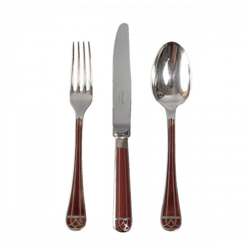 Christofle - Set Of Talisman Flatware 8 People Plated Silver Chinese Lacquer 